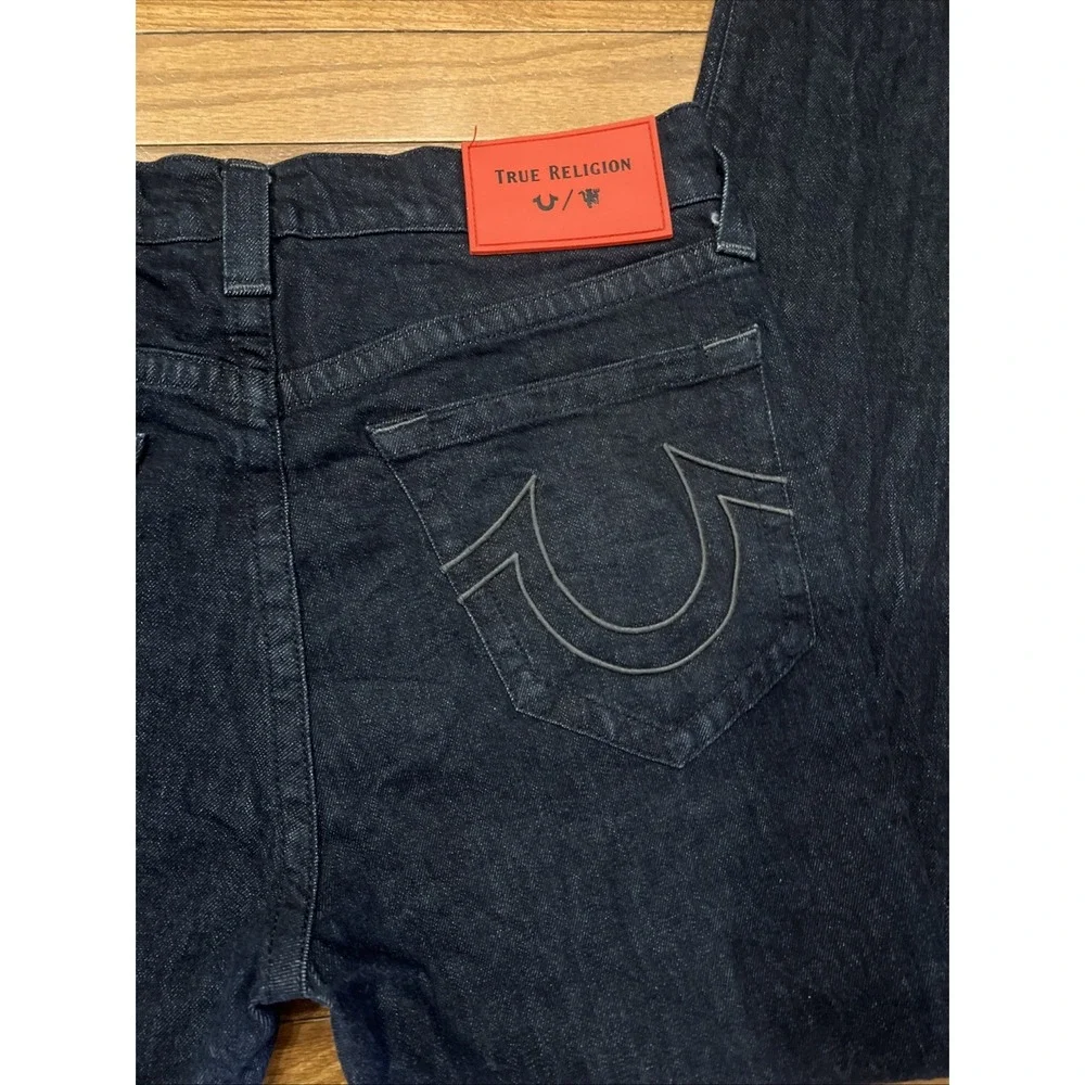 True Religion Manchester United Jack SE Jeans Mens 34x29 Dark Wash Red Stitch